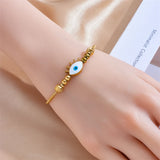316L Stainless Steel Eye Beads Charm Bracelet For Women Girl Lady