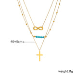 316L Stainless Steel Eye Cross Pearl Pendant Necklace Women Girl Jewelry