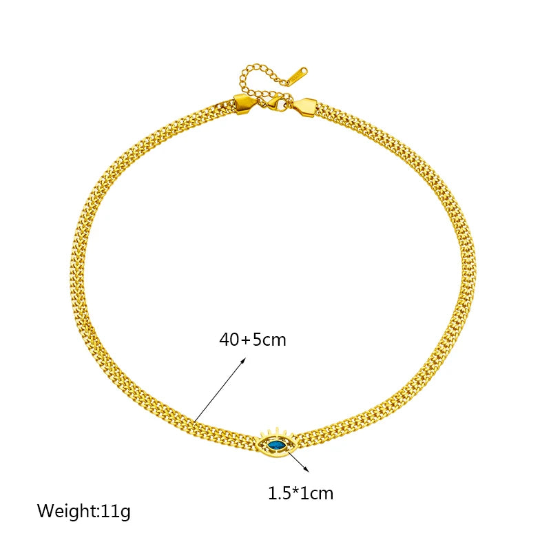 316L Stainless Steel Eye Shape Zircon Necklace For Women