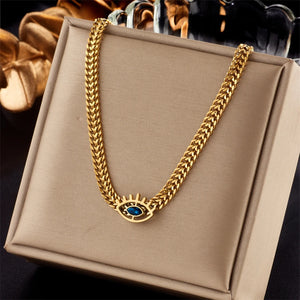 316L Stainless Steel Eye Shape Zircon Necklace For Women