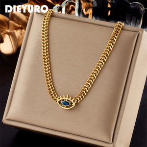 316L Stainless Steel Eye Shape Zircon Necklace For Women