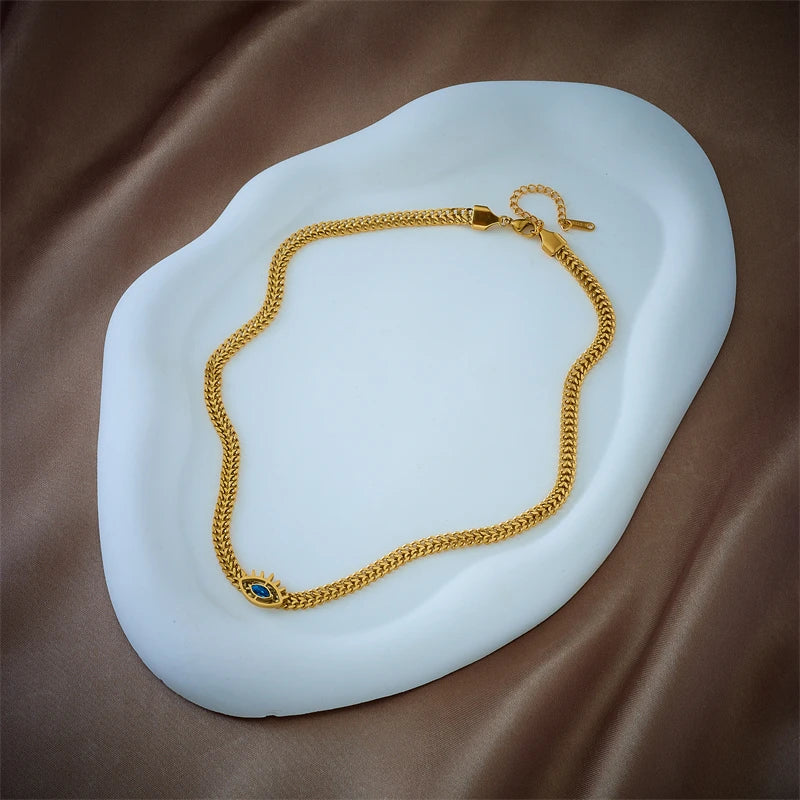 316L Stainless Steel Eye Shape Zircon Necklace For Women
