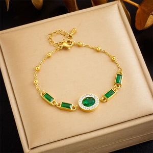 316L Stainless Steel Flower Bracelet Zircon Wrist Chain Jewelry Gift