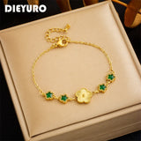 316L Stainless Steel Flower Bracelet Zircon Wrist Chain Jewelry Gift