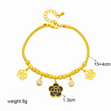 316L Stainless Steel Flower Zircon Charm Bracelet For Women