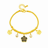 316L Stainless Steel Flower Zircon Charm Bracelet For Women