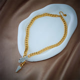 316L Stainless Steel Snake Pendant Necklace Full Rhinestone