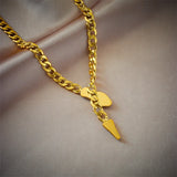 316L Stainless Steel Snake Pendant Necklace Full Rhinestone