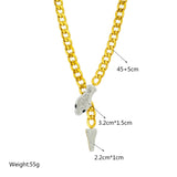 316L Stainless Steel Snake Pendant Necklace Full Rhinestone