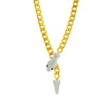 316L Stainless Steel Snake Pendant Necklace Full Rhinestone