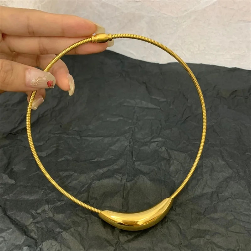 Stainless Steel Arc Chokers Necklace For Women Girl Holiday Gift