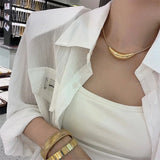 Stainless Steel Arc Chokers Necklace For Women Girl Holiday Gift