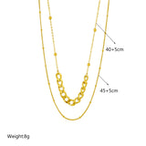 316L Stainless Steel Geometric Ball Beads Pearl Chain Necklace For Women