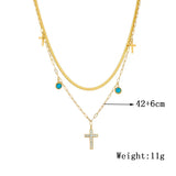 Geometric Cross Eyes Pendant Necklace For Women Girl Neck Chain Jewelry