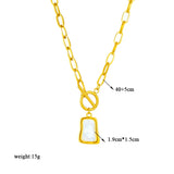 316L Stainless Steel Trapezoidal Pearl Oyster Pendant Necklace