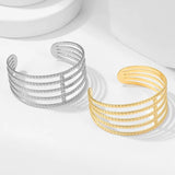316L Stainless Steel Geometric Cuff Bracelet For Women Adjustable Bangles