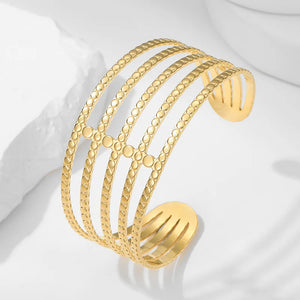 316L Stainless Steel Geometric Cuff Bracelet For Women Adjustable Bangles