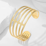 316L Stainless Steel Geometric Cuff Bracelet For Women Adjustable Bangles