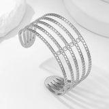 316L Stainless Steel Geometric Cuff Bracelet For Women Adjustable Bangles