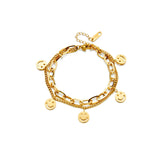 316L Stainless Steel 2 Layer Smile Charm Bracelet For Women