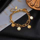 316L Stainless Steel 2 Layer Smile Charm Bracelet For Women