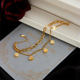 316L Stainless Steel 2 Layer Smile Charm Bracelet For Women