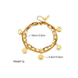 316L Stainless Steel 2 Layer Smile Charm Bracelet For Women
