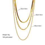 316L Stainless Steel 3 Chains Necklace For Women Punk Street Jewelry