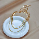 316L Stainless Steel 3 Chains Necklace For Women Punk Street Jewelry