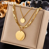316L Stainless Steel Round Pendant Necklace For Women Girls