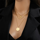 316L Stainless Steel Round Pendant Necklace For Women Girls