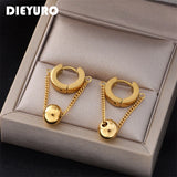 Stainless Steel Ball Drop Earrings Women Girls Jewelry