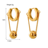 Stainless Steel Ball Drop Earrings Women Girls Jewelry