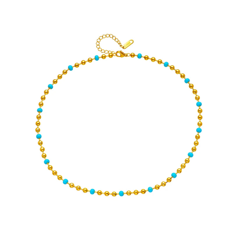 316L Stainless Steel Beads Necklace For Women Vintage Girls Choker Chain
