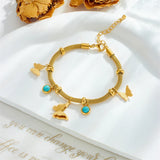 316L Stainless Steel Butterfly Charm Bracelet For Women Girl Jewelry