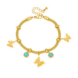 316L Stainless Steel Butterfly Charm Bracelet For Women Girl Jewelry