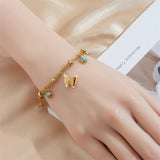 316L Stainless Steel Butterfly Charm Bracelet For Women Girl Jewelry