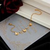 316L Stainless Steel Butterfly Charm Bracelet Women Insect Pendant Wrist Jewelry