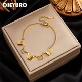 316L Stainless Steel Butterfly Charm Bracelet Women Insect Pendant Wrist Jewelry