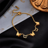 316L Stainless Steel Butterfly Charm Bracelet Women Insect Pendant Wrist Jewelry