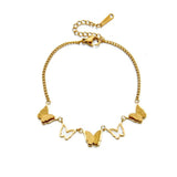 316L Stainless Steel Butterfly Charm Bracelet Women Insect Pendant Wrist Jewelry