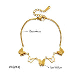 316L Stainless Steel Butterfly Charm Bracelet Women Insect Pendant Wrist Jewelry