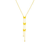 316L Stainless Steel Butterfly Tassel Pendant Necklace For Women