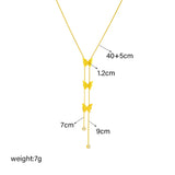 316L Stainless Steel Butterfly Tassel Pendant Necklace For Women