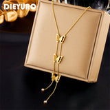 316L Stainless Steel Butterfly Tassel Pendant Necklace For Women