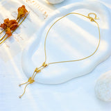 316L Stainless Steel Butterfly Tassel Pendant Necklace For Women