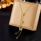 316L Stainless Steel Butterfly Tassel Pendant Necklace For Women