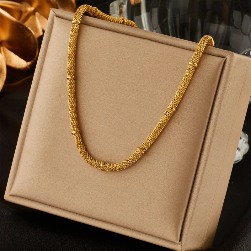 DIEYURO 316L Stainless Steel Cuban Link Chain For Women Ladies Choker Necklace