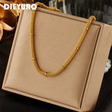 DIEYURO 316L Stainless Steel Cuban Link Chain For Women Ladies Choker Necklace
