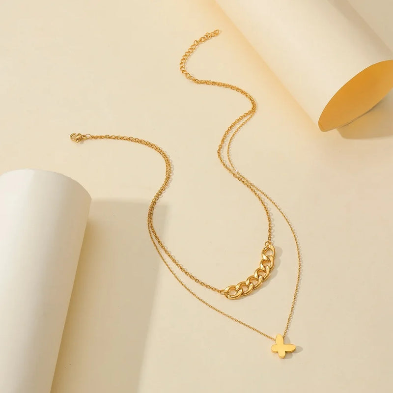 316L Stainless Steel Hot Fairy Shell Butterfly Pendant Necklace